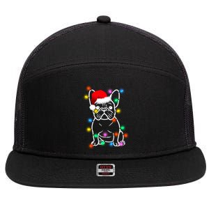 Cute French Bulldog Christmas Lights 7 Panel Mesh Trucker Snapback Hat