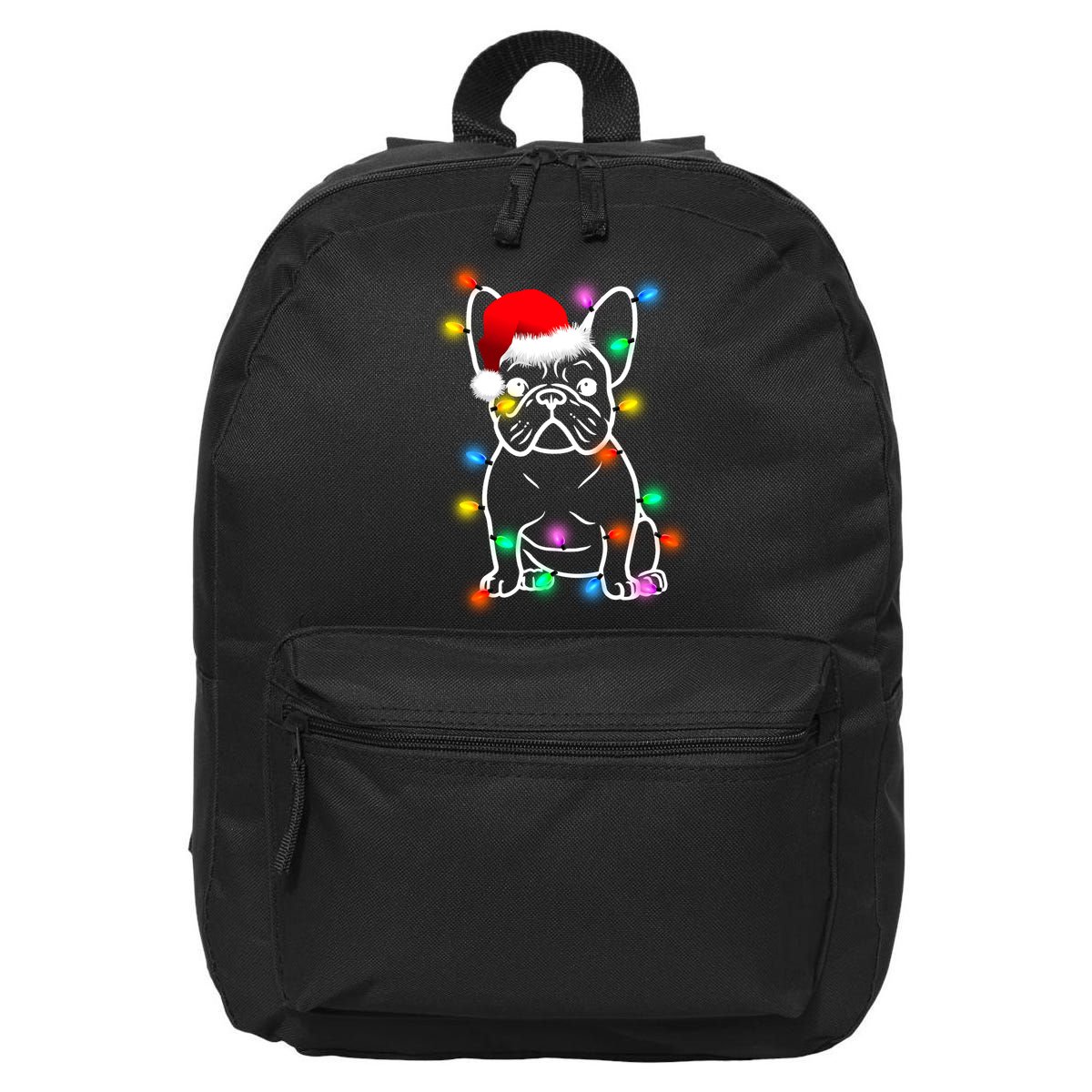 Cute French Bulldog Christmas Lights 16 in Basic Backpack