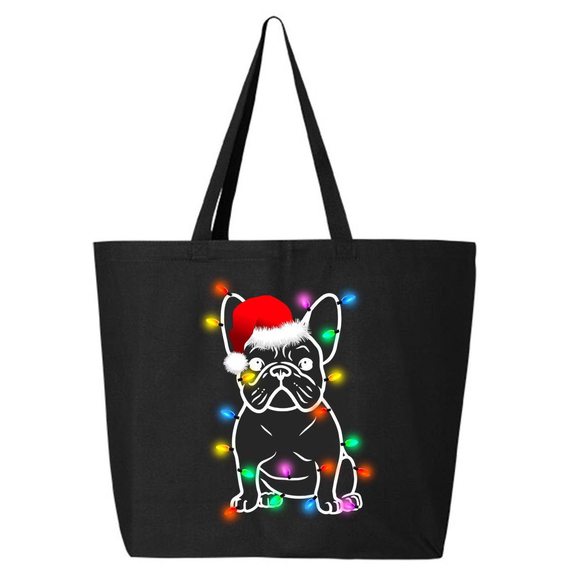 Cute French Bulldog Christmas Lights 25L Jumbo Tote