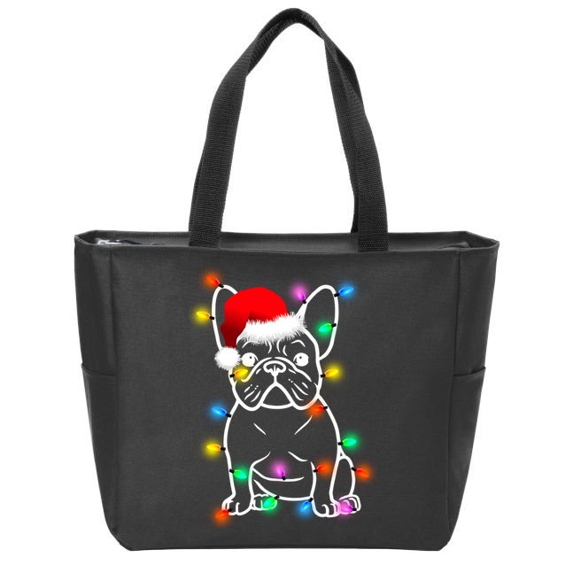 Cute French Bulldog Christmas Lights Zip Tote Bag