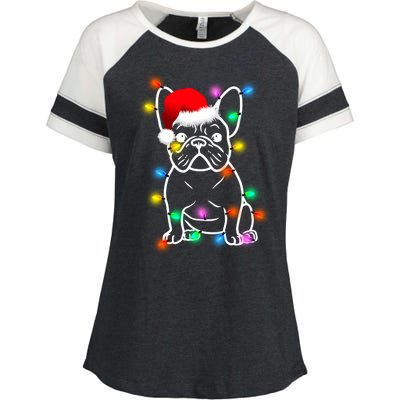 Cute French Bulldog Christmas Lights Enza Ladies Jersey Colorblock Tee