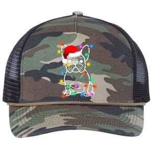 Cute French Bulldog Christmas Lights Retro Rope Trucker Hat Cap