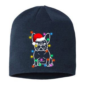 Cute French Bulldog Christmas Lights Sustainable Beanie