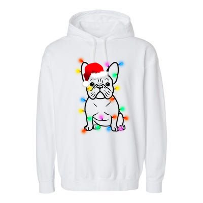 Cute French Bulldog Christmas Lights Garment-Dyed Fleece Hoodie