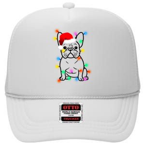 Cute French Bulldog Christmas Lights High Crown Mesh Back Trucker Hat