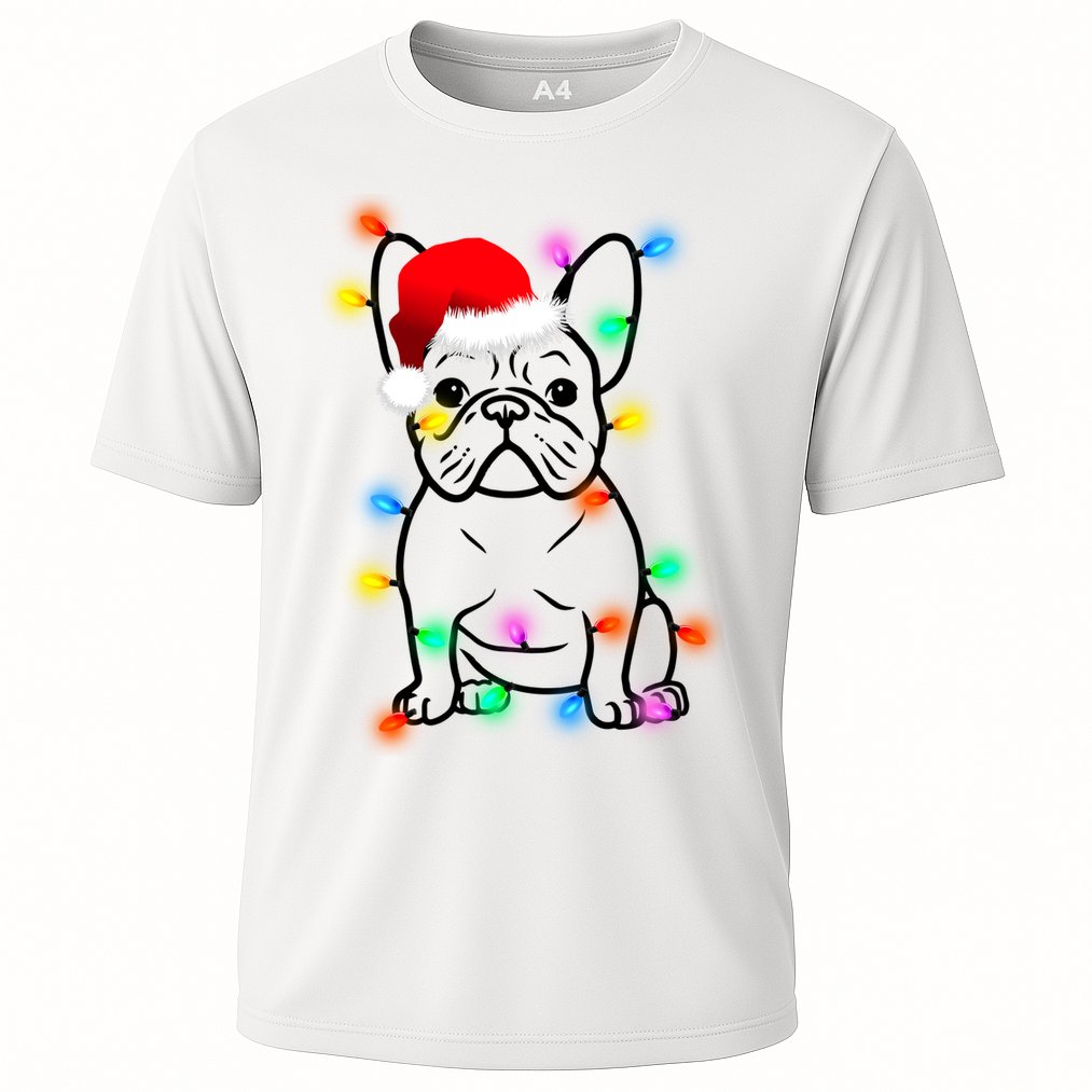 Cute French Bulldog Christmas Lights Cooling Performance Crew T-Shirt