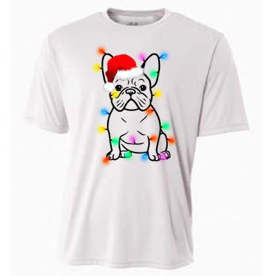 Cute French Bulldog Christmas Lights Cooling Performance Crew T-Shirt