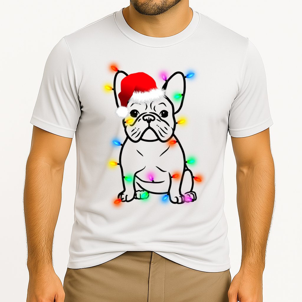 Cute French Bulldog Christmas Lights Cooling Performance Crew T-Shirt