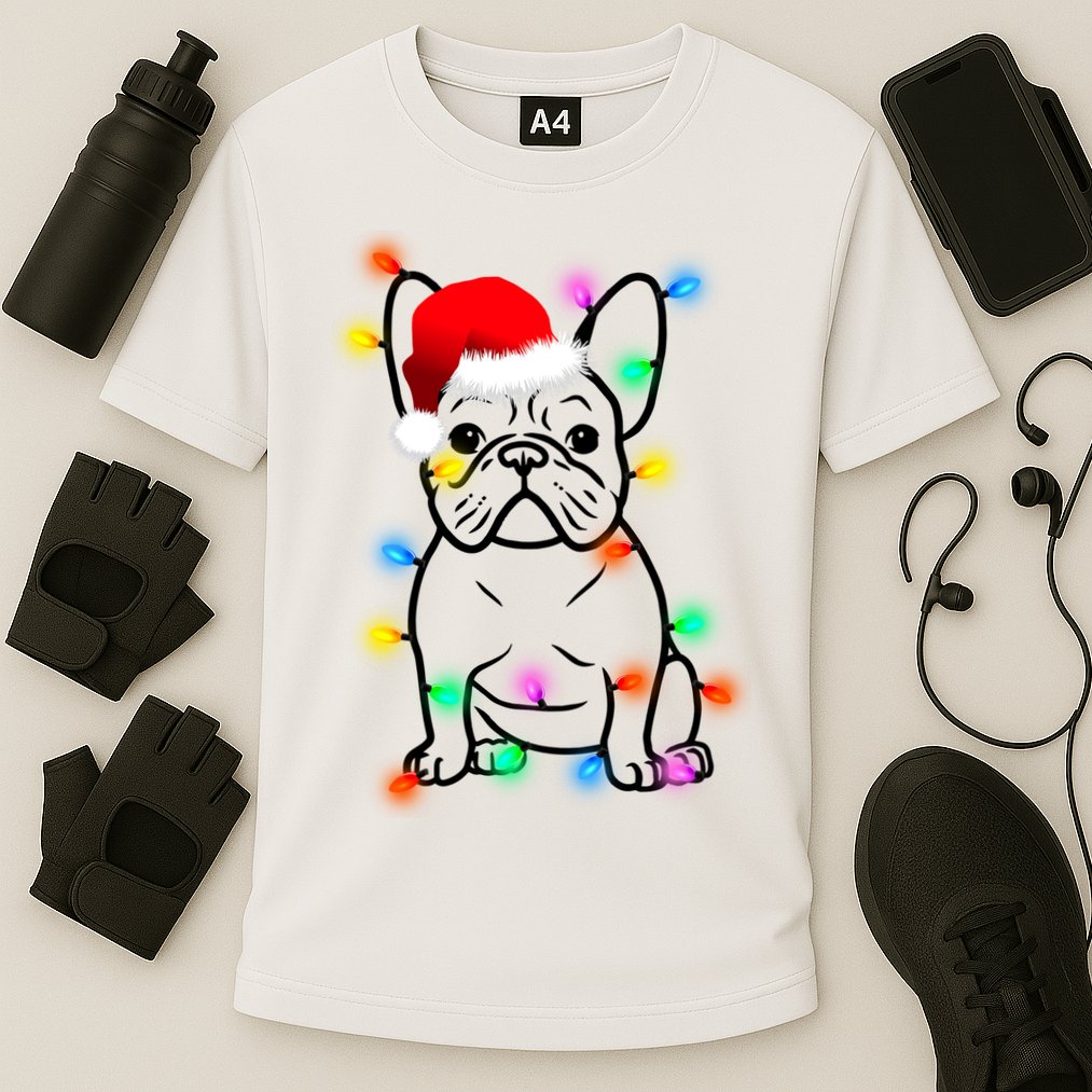 Cute French Bulldog Christmas Lights Cooling Performance Crew T-Shirt