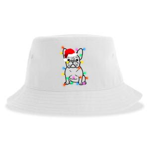 Cute French Bulldog Christmas Lights Sustainable Bucket Hat