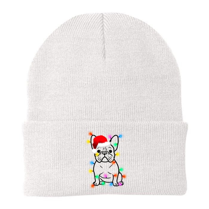 Cute French Bulldog Christmas Lights Knit Cap Winter Beanie