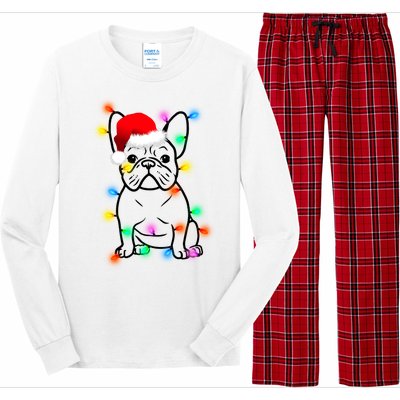 Cute French Bulldog Christmas Lights Long Sleeve Pajama Set