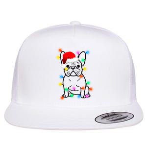 Cute French Bulldog Christmas Lights Flat Bill Trucker Hat