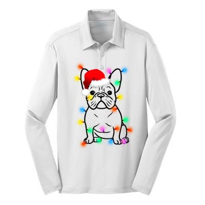 Cute French Bulldog Christmas Lights Silk Touch Performance Long Sleeve Polo