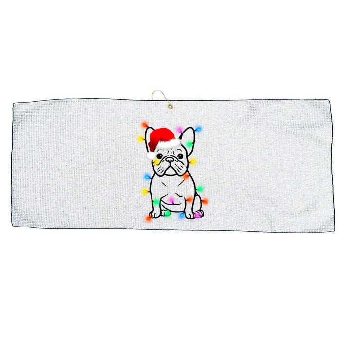 Cute French Bulldog Christmas Lights Large Microfiber Waffle Golf Towel