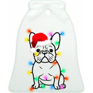 Cute French Bulldog Christmas Lights Ceramic Bell Ornament