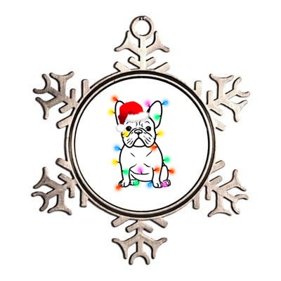 Cute French Bulldog Christmas Lights Metallic Star Ornament