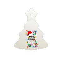 Cute French Bulldog Christmas Lights Ceramic Tree Ornament