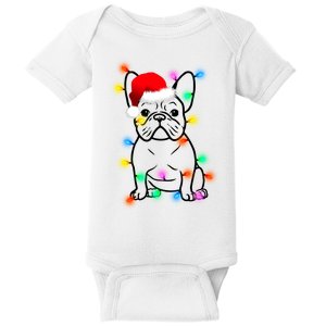 Cute French Bulldog Christmas Lights Baby Bodysuit