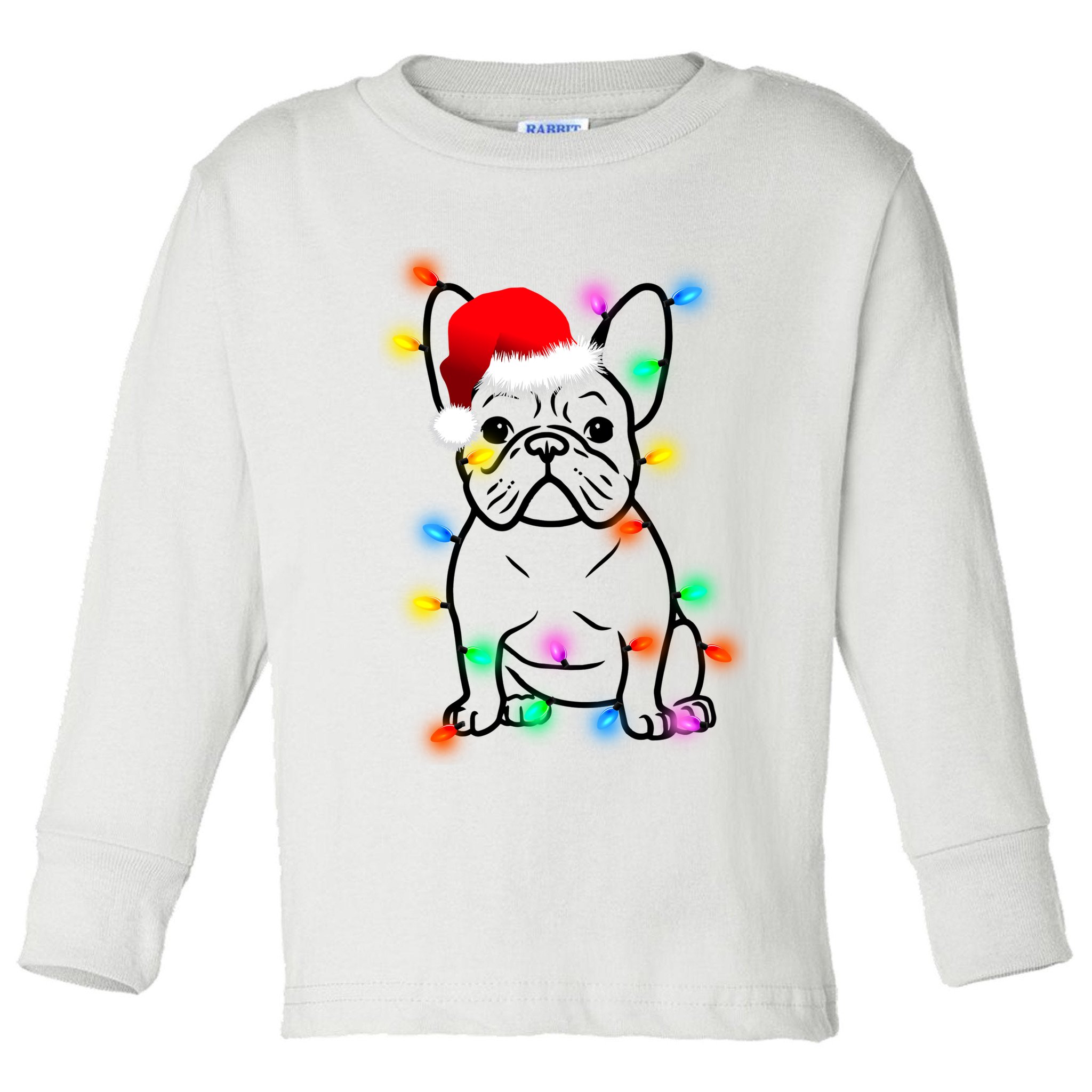 Cute French Bulldog Christmas Lights Toddler Long Sleeve Shirt