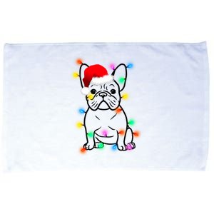 Cute French Bulldog Christmas Lights Microfiber Hand Towel