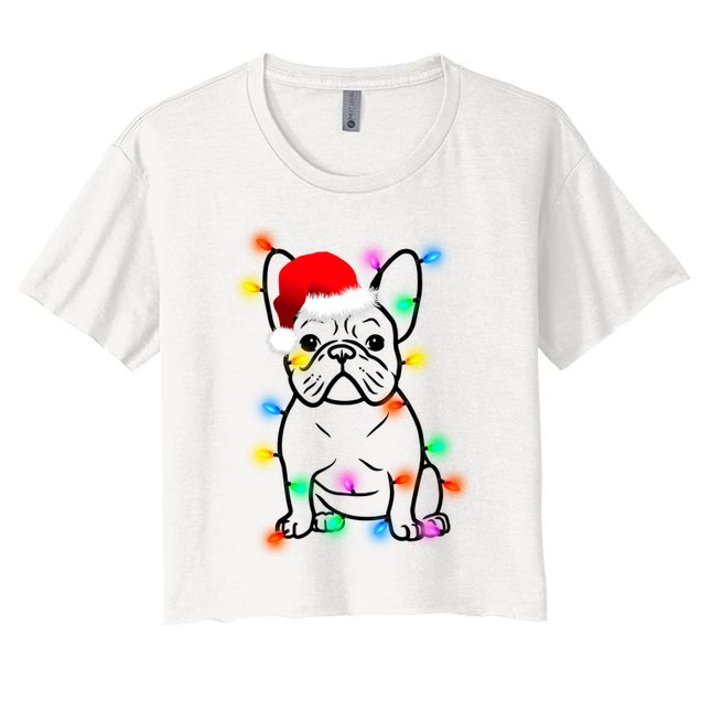 Cute French Bulldog Christmas Lights Crop Top