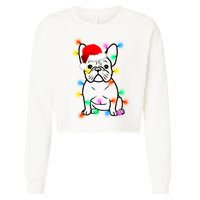 Cute French Bulldog Christmas Lights Cropped Pullover Crew