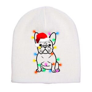 Cute French Bulldog Christmas Lights Short Acrylic Beanie