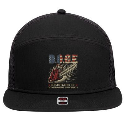 Chainsaw For Bureaucracy Funny D.O.G.E Doge Usa Flag 7 Panel Mesh Trucker Snapback Hat