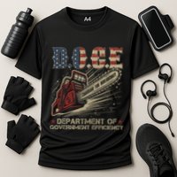Chainsaw For Bureaucracy Funny D.O.G.E Doge Usa Flag Cooling Performance Crew T-Shirt