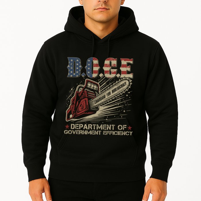 Chainsaw For Bureaucracy Funny D.O.G.E Doge Usa Flag Hoodie