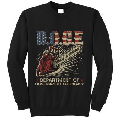 Chainsaw For Bureaucracy Funny D.O.G.E Doge Usa Flag Sweatshirt