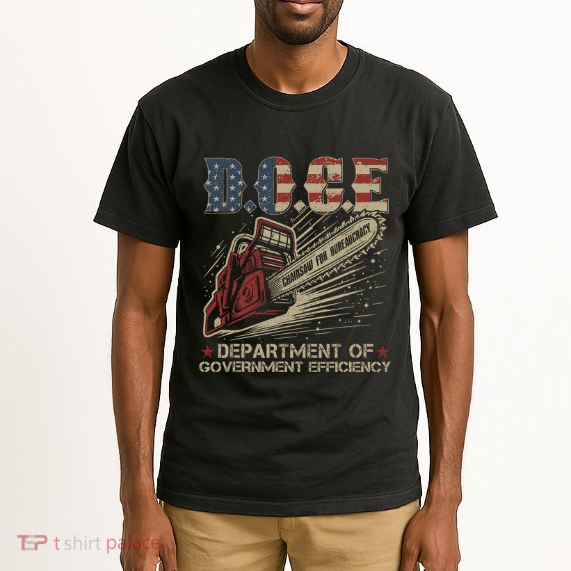Chainsaw For Bureaucracy Funny D.O.G.E Doge Usa Flag Tall T-Shirt