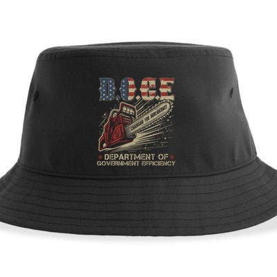 Chainsaw For Bureaucracy Funny D.O.G.E Doge Usa Flag Sustainable Bucket Hat