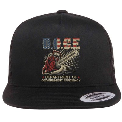 Chainsaw For Bureaucracy Funny D.O.G.E Doge Usa Flag Flatbill Hat
