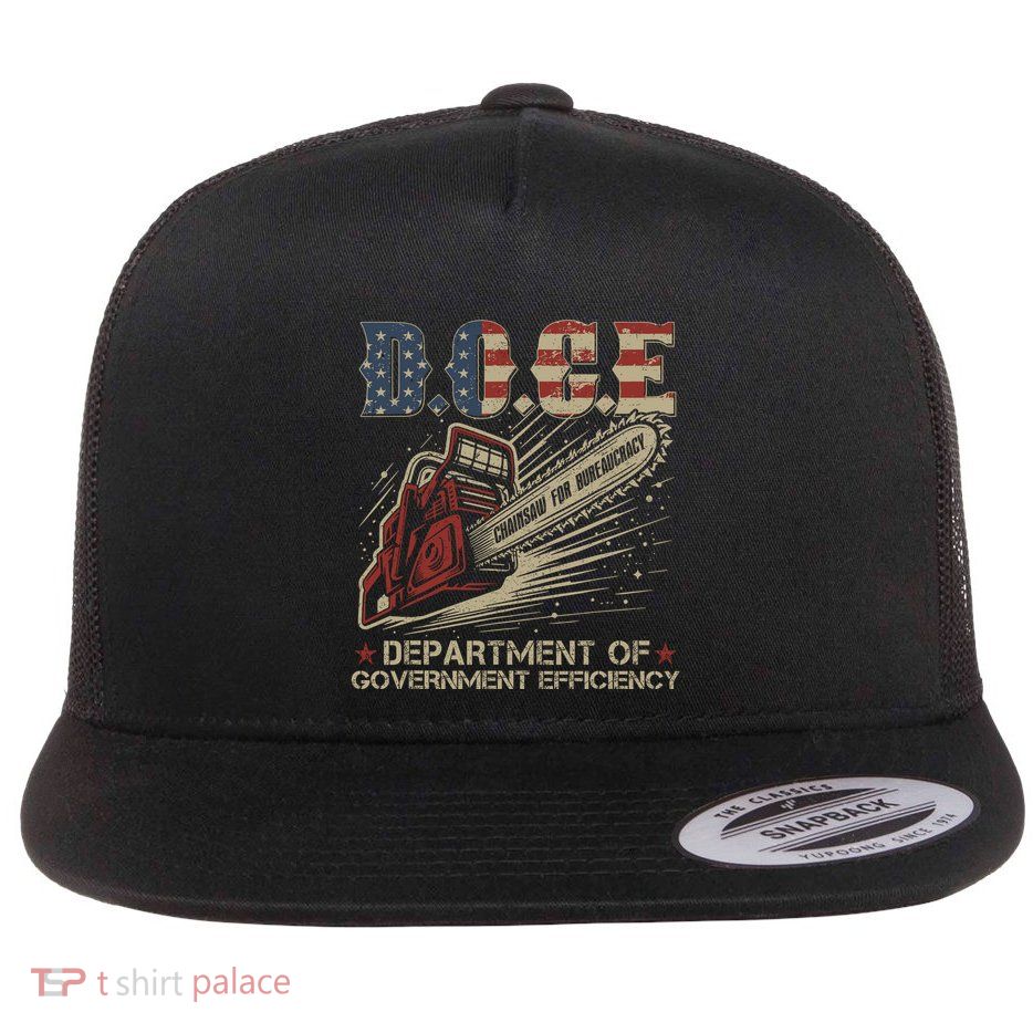 Chainsaw For Bureaucracy Funny D.O.G.E Doge Usa Flag Flatbill Hat