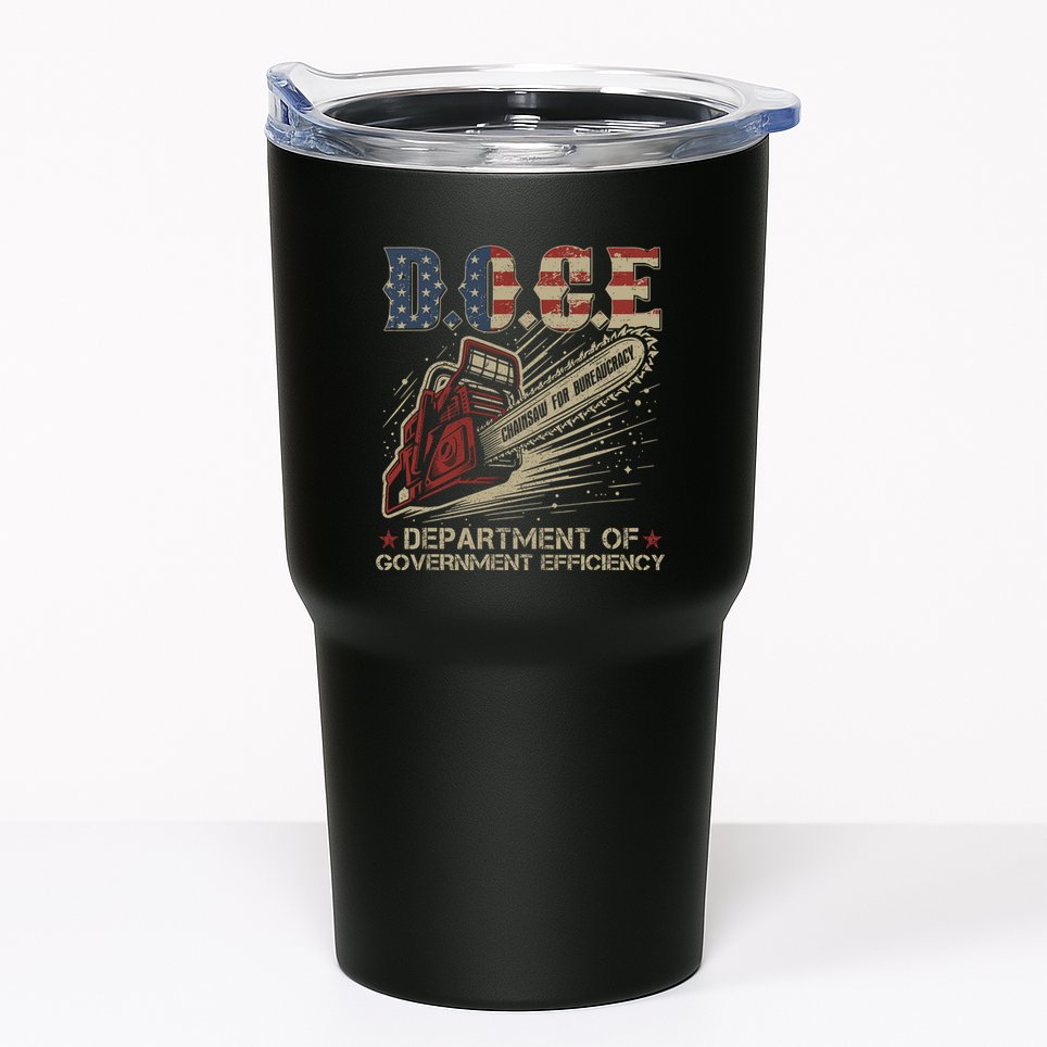 Chainsaw For Bureaucracy Funny D.O.G.E Doge Usa Flag Tumbler