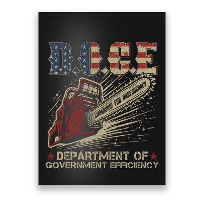 Chainsaw For Bureaucracy Funny D.O.G.E Doge Usa Flag Poster