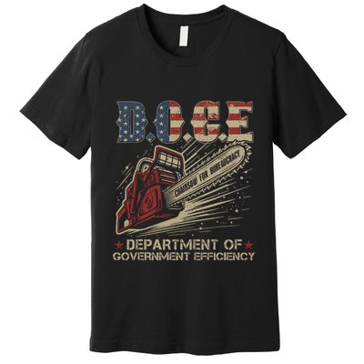 Chainsaw For Bureaucracy Funny D.O.G.E Doge Usa Flag Premium T-Shirt
