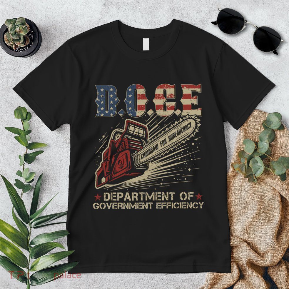 Chainsaw For Bureaucracy Funny D.O.G.E Doge Usa Flag Premium T-Shirt
