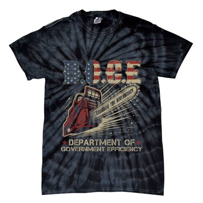 Chainsaw For Bureaucracy Funny D.O.G.E Doge Usa Flag Tie-Dye T-Shirt
