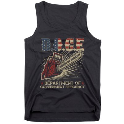 Chainsaw For Bureaucracy Funny D.O.G.E Doge Usa Flag Tank Top