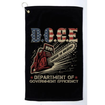 Chainsaw For Bureaucracy Funny D.O.G.E Doge Usa Flag Golf Towel
