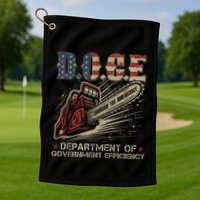 Chainsaw For Bureaucracy Funny D.O.G.E Doge Usa Flag Golf Towel