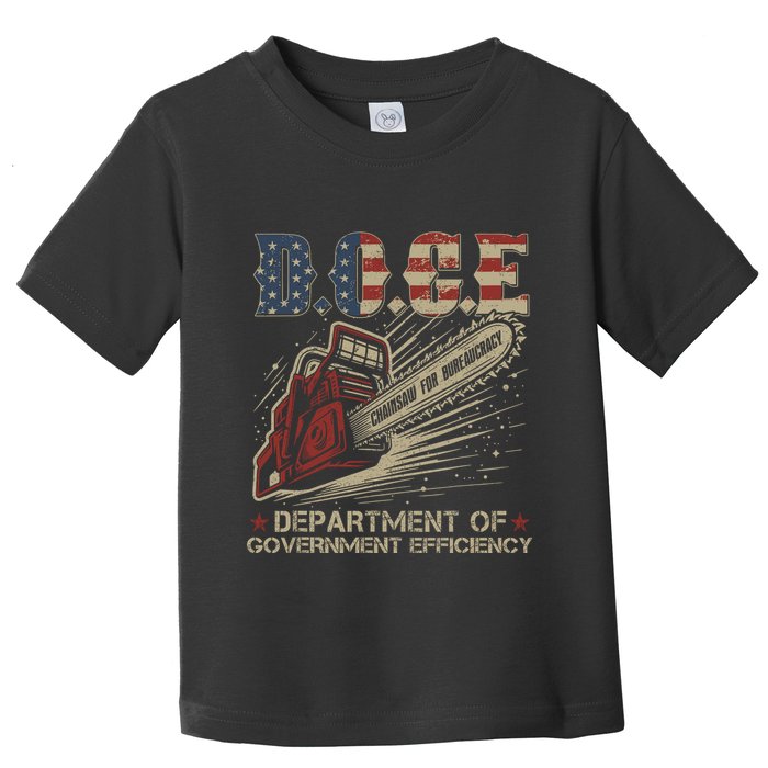 Chainsaw For Bureaucracy Funny D.O.G.E Doge Usa Flag Toddler T-Shirt