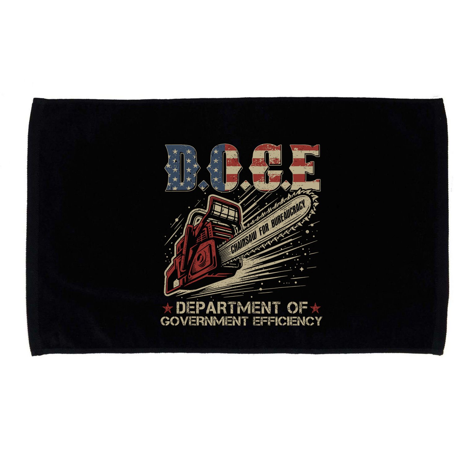 Chainsaw For Bureaucracy Funny D.O.G.E Doge Usa Flag Microfiber Hand Towel