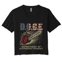 Chainsaw For Bureaucracy Funny D.O.G.E Doge Usa Flag Women's Crop Top Tee