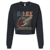 Chainsaw For Bureaucracy Funny D.O.G.E Doge Usa Flag Cropped Pullover Crew