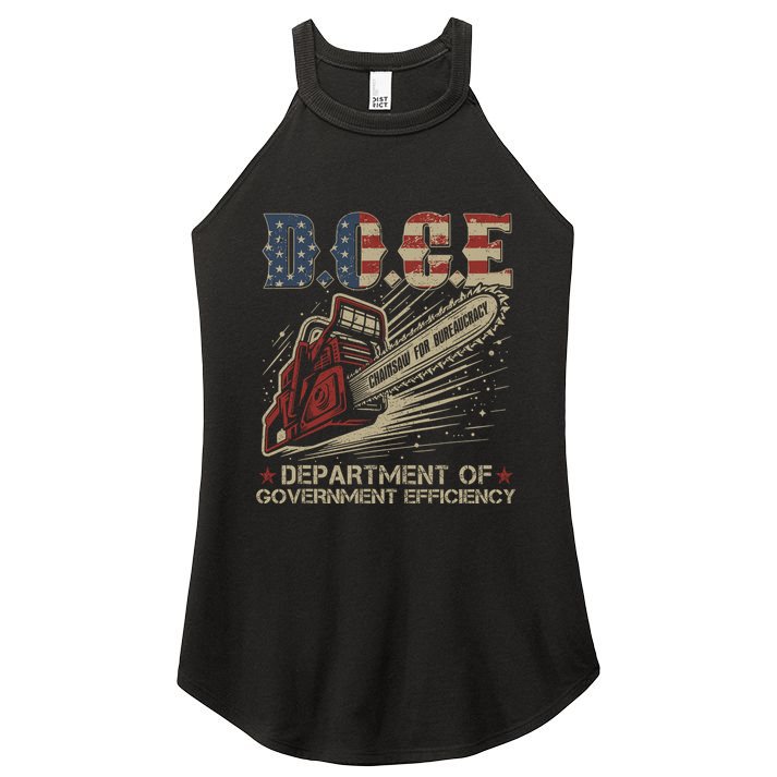Chainsaw For Bureaucracy Funny D.O.G.E Doge Usa Flag Women's Perfect Tri Rocker Tank
