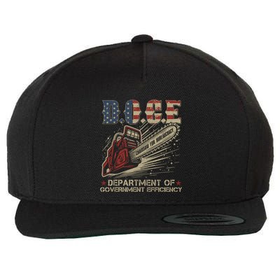 Chainsaw For Bureaucracy Funny D.O.G.E Doge Usa Flag Wool Snapback Cap